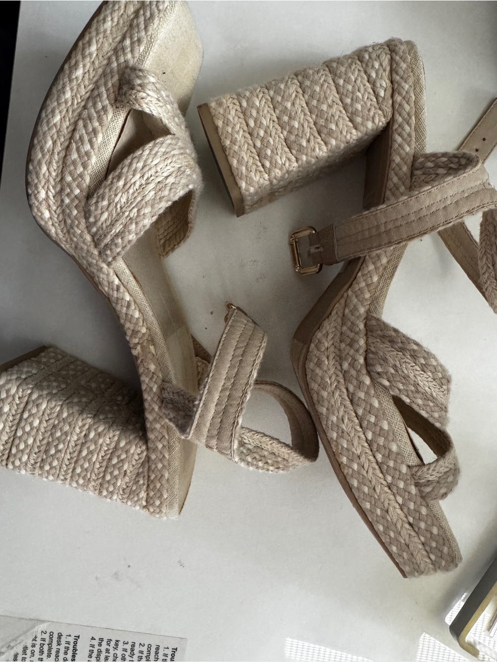 Dolce Vita Beige Braided Platform Sandals with Ankle Strap